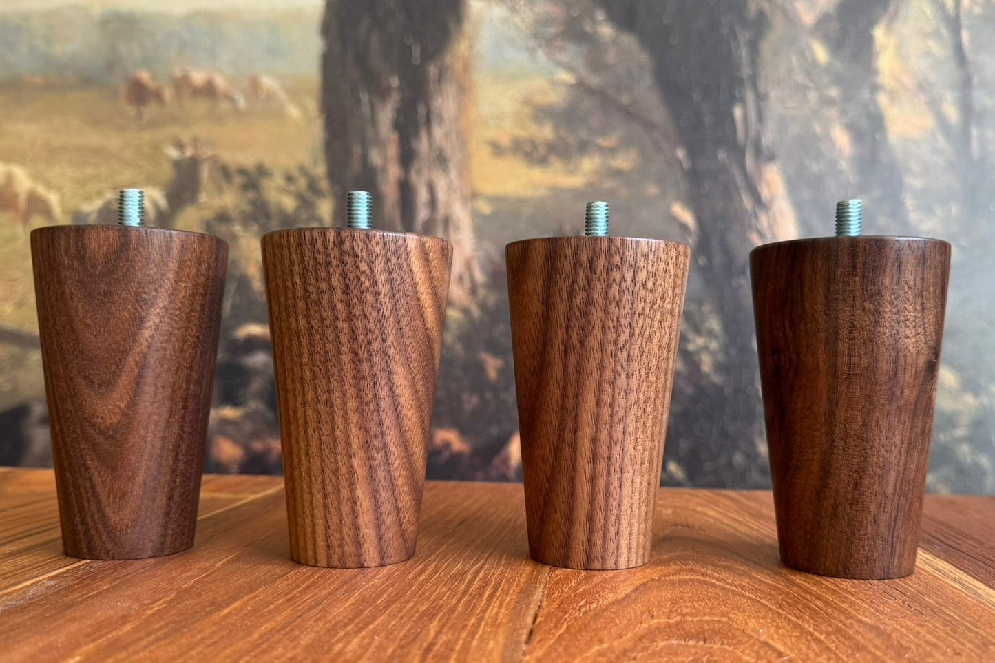 Walnoothout meubelpoten set 10 cm
