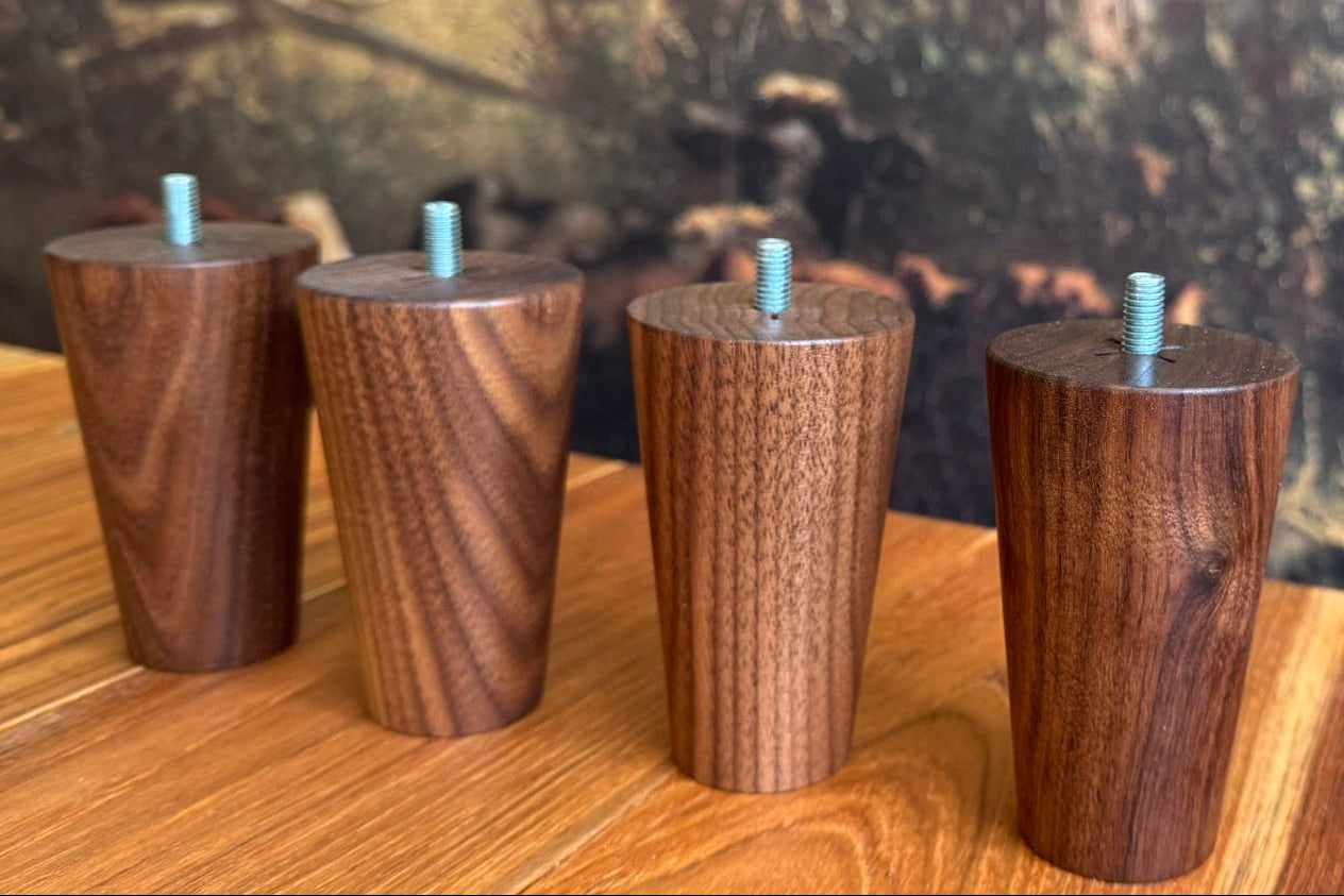 Walnoothout meubelpoten set 10 cm