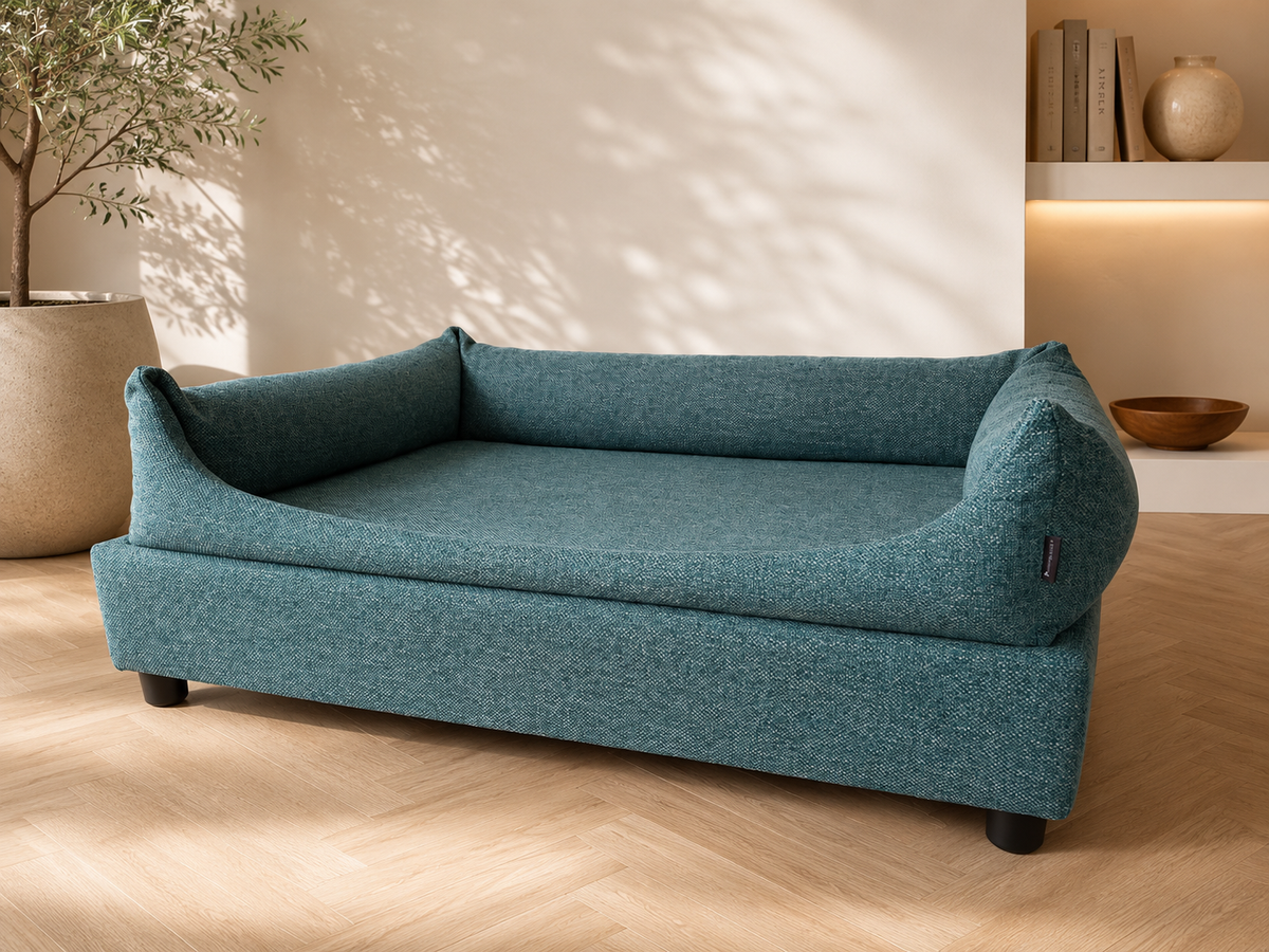 XL verhoogd hondenbed met orthopedisch matras, opstaande rand en zwarte pootjes